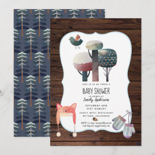 Winter Woodland Baby Shower Invitation Rustic