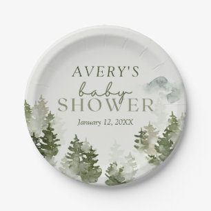 Winter Woodland Baby Shower  Paper Plate