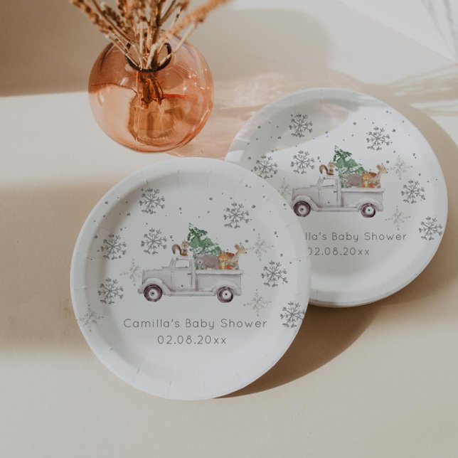 Winter Woodland Baby Shower Paper Plate (Creator Uploaded)