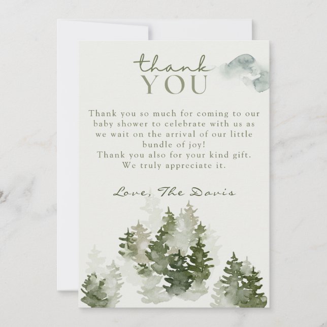 Winter Woodland Baby Shower Thank You Card (Front)