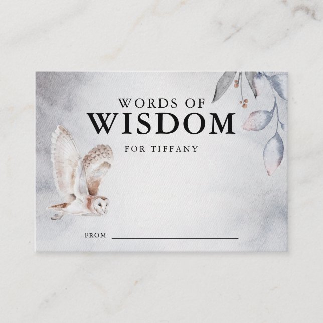 Winter Woodland Baby Shower Words of Wisdom Enclosure Card (Front)