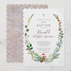 Winter Woodland Baptism invitation