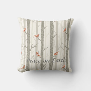 Winter Woodland Bird, Peace on Earth Holiday Cushion