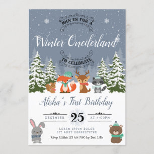 Winter Woodland Birthday Invitation