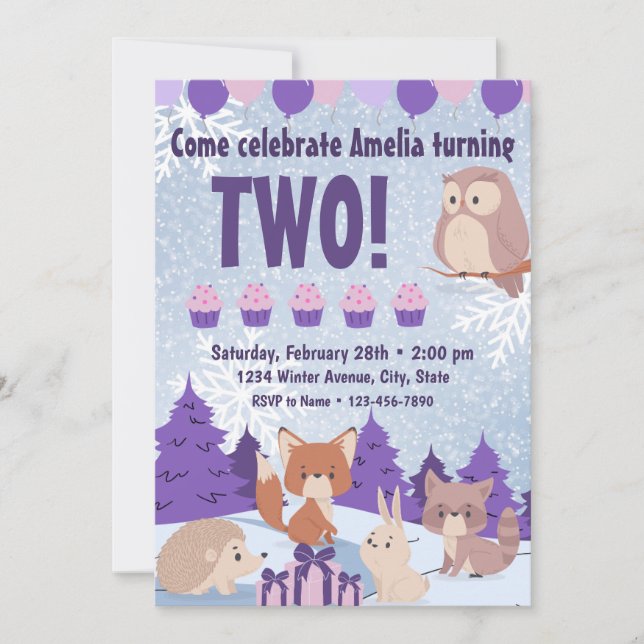 Winter Woodland Birthday Invitation (Front)