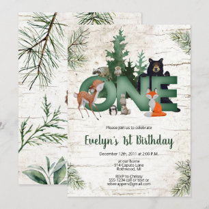 Winter Woodland Birthday Invitation - 1st Birthday