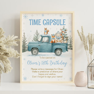 Winter Woodland Birthday Time Capsule Sign