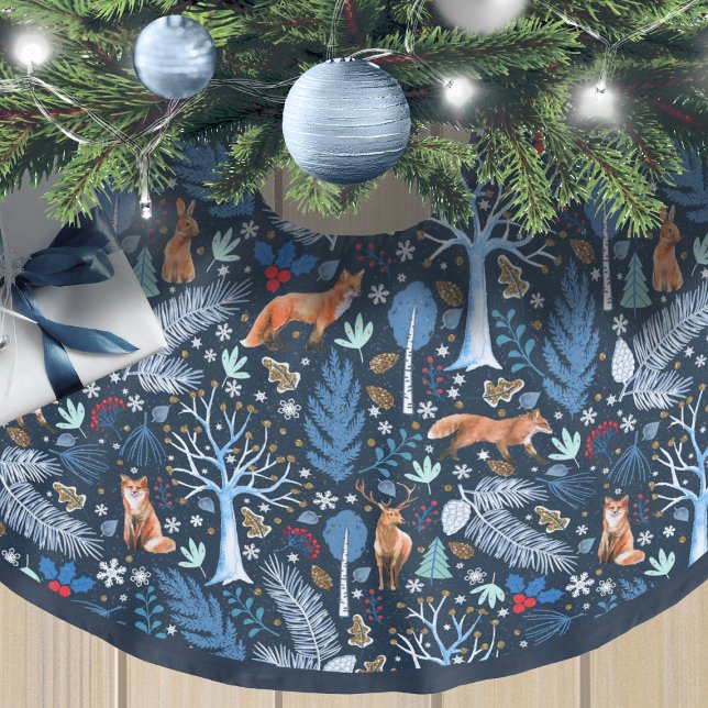 Winter Woodland Blue/Gold ID785 Brushed Polyester Tree Skirt (Creator Uploaded)