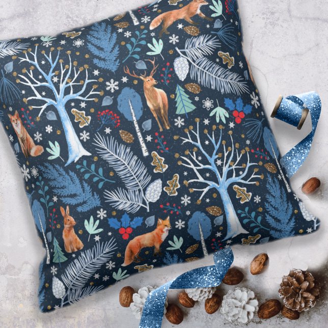 Winter Woodland Blue/Gold ID785 Cushion (Creator Uploaded)