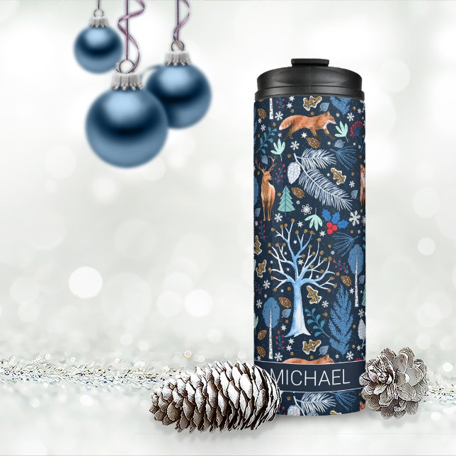 Winter Woodland Blue/Gold ID785 Thermal Tumbler (Creator Uploaded)