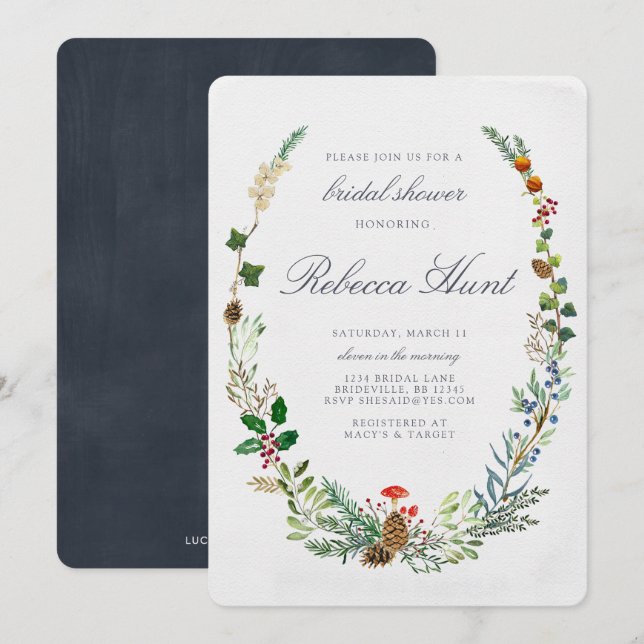 Winter Woodland Bridal Shower Invitation (Front/Back)