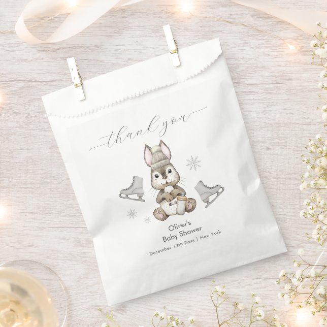 Winter Woodland Bunny Ice Skate Baby Shower  Favour Bags (Clipped)