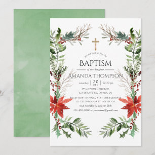 Winter Woodland Christmas Baptism or Christening Invitation