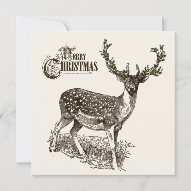 winter woodland christmas deer holiday card (Front)