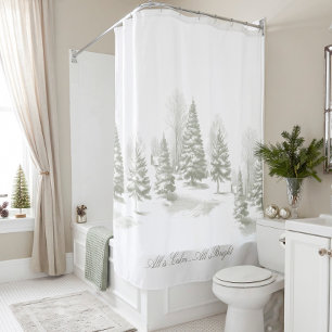 Winter Woodland Christmas Tree Pine Shower Curtain