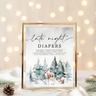 Winter Woodland Cold Outside Late Night Diapers Poster
