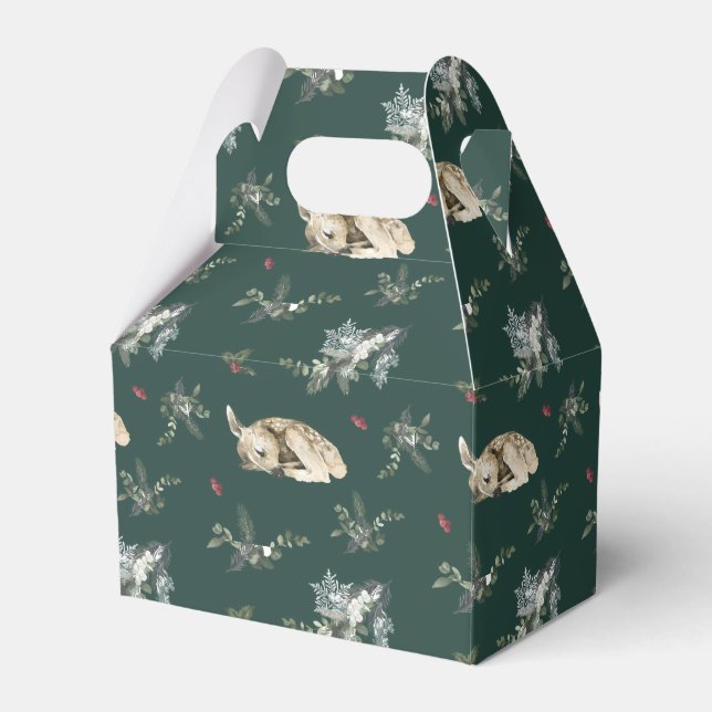 Winter Woodland Deer Christmas Favour Box (Front Side)