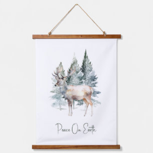 Winter woodland Deer Christmas Holiday  Hanging Tapestry