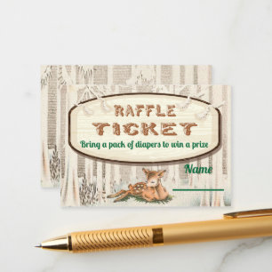 Winter woodland Deer Diaper Raffle tickets Enclosure Card
