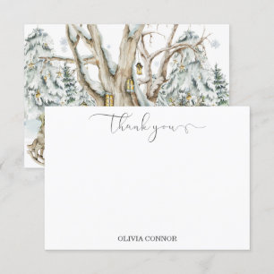 Winter Woodland Deer Forest Baby Shower Thank You Card