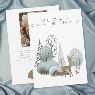 Winter Woodland Deer Merry Christmas Photo Holiday Card