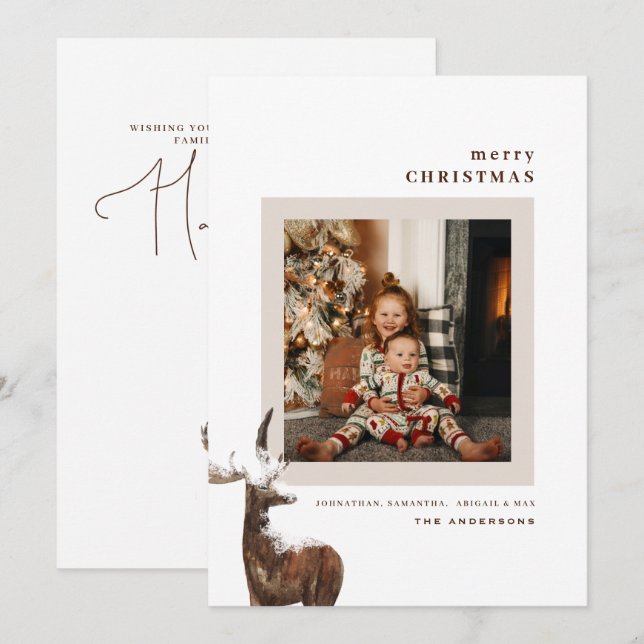 Winter Woodland Deer Photo Christmas  (Front/Back)