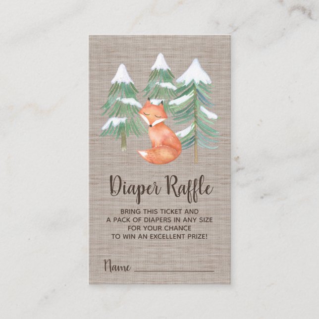 Winter Woodland Diaper Raffle Invitation Insert (Front)