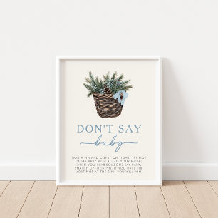 Winter Woodland Don't Say Baby Shower Game Sign