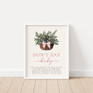 Winter Woodland Don't Say Baby Shower Game Sign