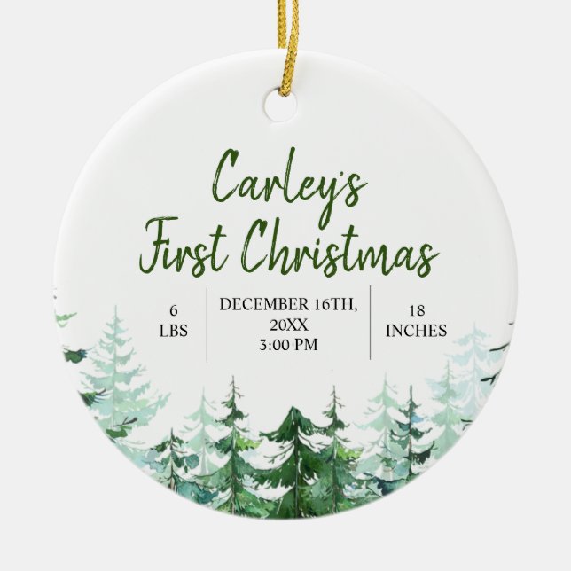 Winter Woodland First Christmas Ceramic Tree Decoration (Front)