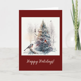 Winter Woodland Folded Holiday / Christmas Card