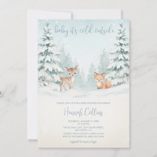 Winter Woodland Forest Animal Baby Shower Invitation