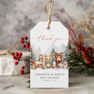 Winter Woodland Forest Animals Baby Shower Gift Tags