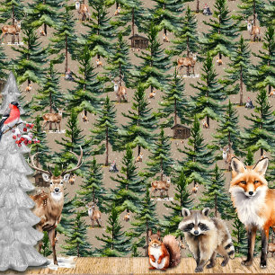 Winter Woodland Forest Animals First Snow Kraft Wrapping Paper