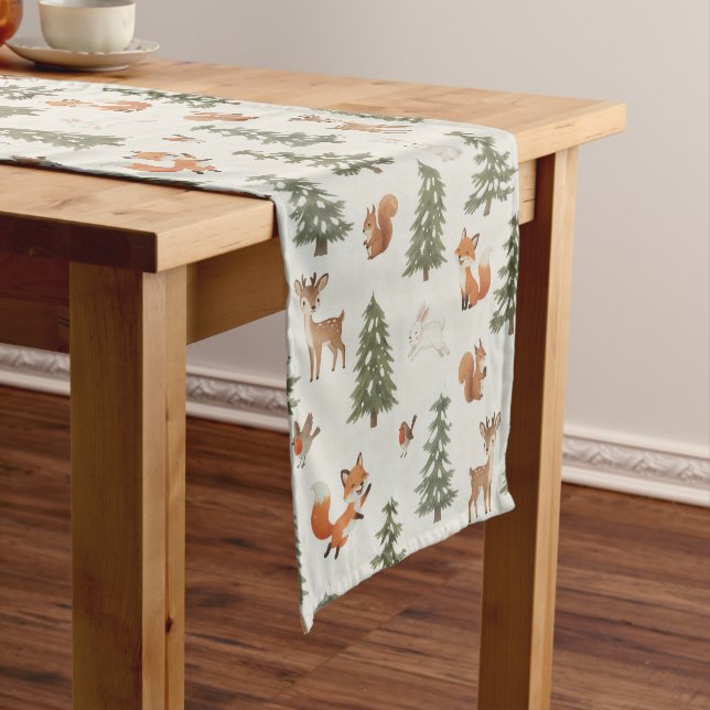 Winter Woodland Forest Animals Small Christmas Short Table Runner (In Situ)