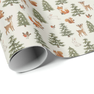 Winter Woodland Forest Animals Small Christmas Wrapping Paper
