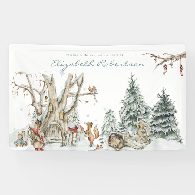 Winter Woodland Forest | Baby Shower Banner (Horizontal)