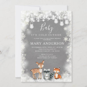 Winter Woodland Forest Baby Shower Invitation