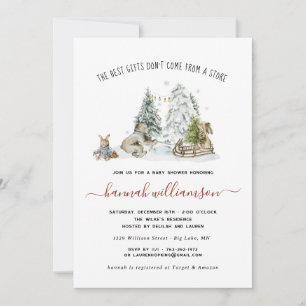Winter Woodland Forest Baby Shower Invitation
