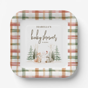 Winter Woodland Forest Baby Shower Paper Plate