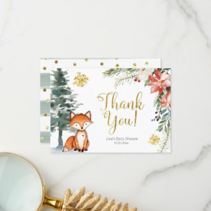 Winter Woodland Forest Baby Shower Thank You card