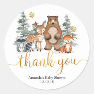 Winter Woodland Forest Baby Shower Thank You Tag