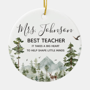 Winter Woodland Forest Best Teacher Ceramic Tree Decoration