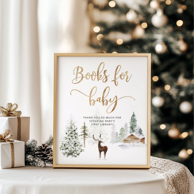 Winter woodland forest deer Books for baby Poster (Creator Uploaded)