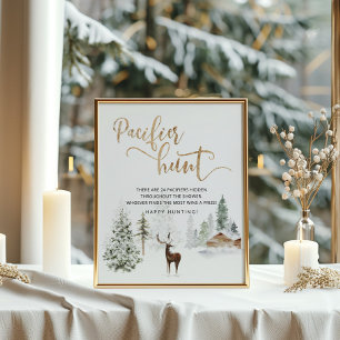 Winter woodland forest deer Pacifier hunt game Poster