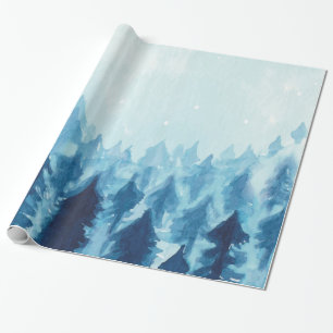 Winter Woodland,Forest Snow Blue Wrapping Paper