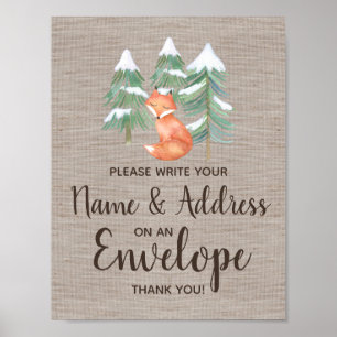 Winter Woodland Fox Address An Envelope Sign