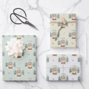 Winter Woodland Fox Baby Shower Wrapping Set Paper Sheet