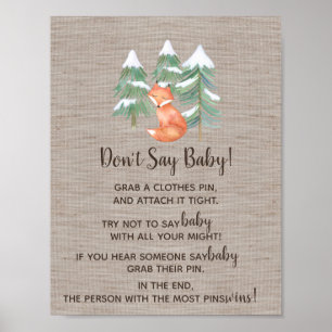 Winter Woodland Fox Don't Say Baby Sign