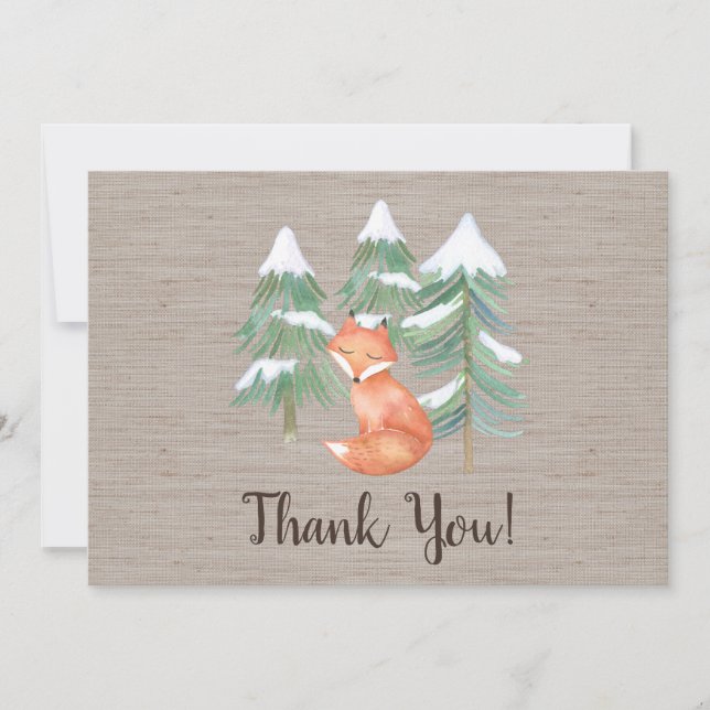 Winter Woodland Fox Thank You Card (Front)